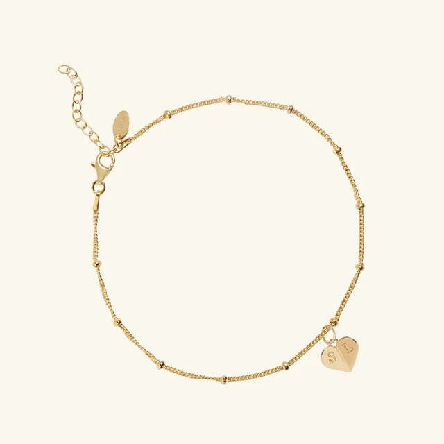 Muru Mini Heart Initial nilkkakoru kulta sydän