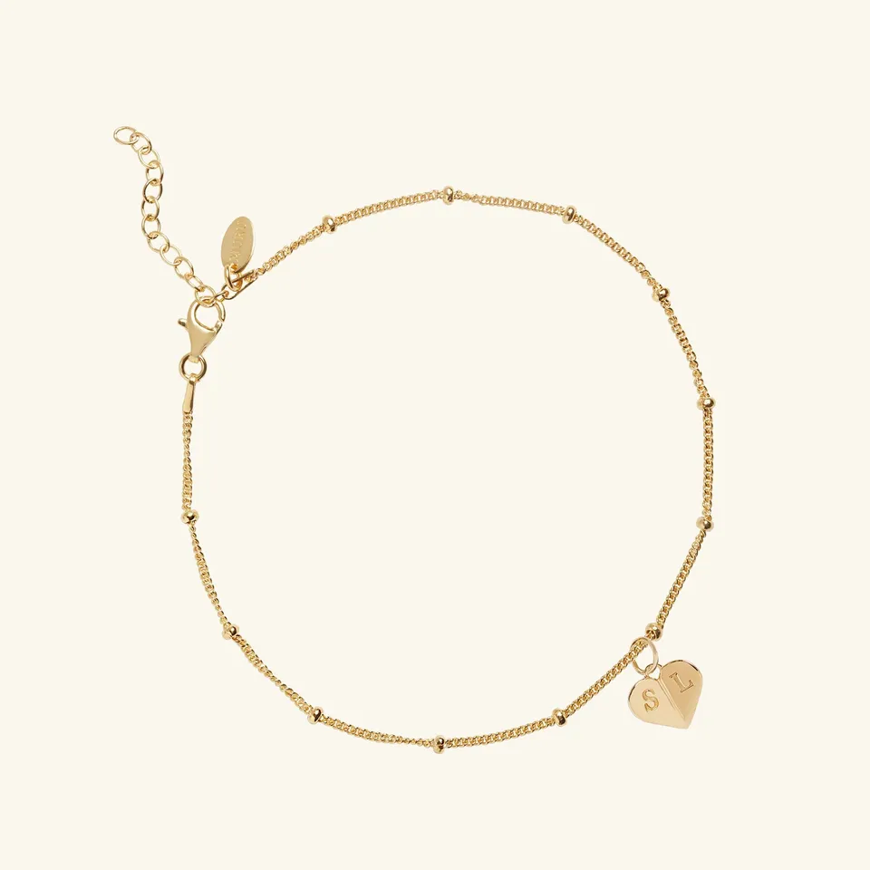 Muru Mini Heart Initial nilkkakoru kulta sydän