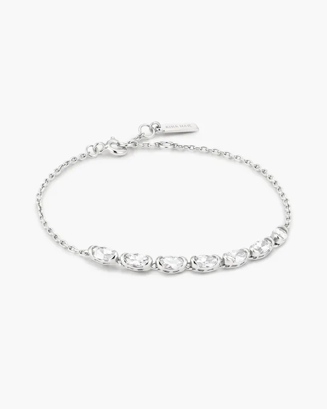 Ania Haie Half-Bezel Oval Half-Tennis rannekoru hopea