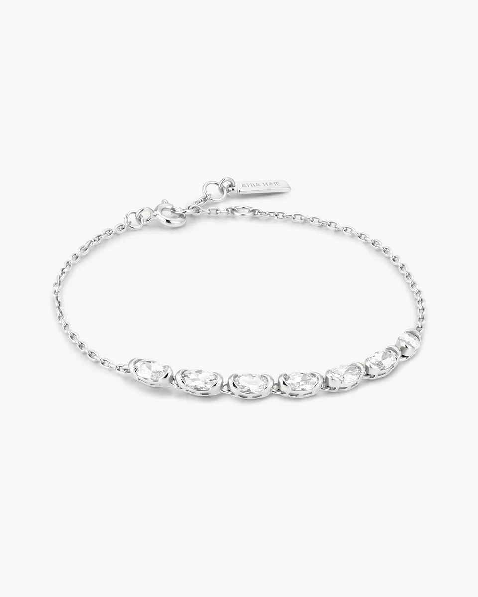 Ania Haie Half-Bezel Oval Half-Tennis rannekoru hopea