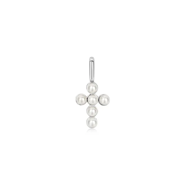 Ania Haie Pop Charms Silver Shell Pearl Cross charmi hopea helmi