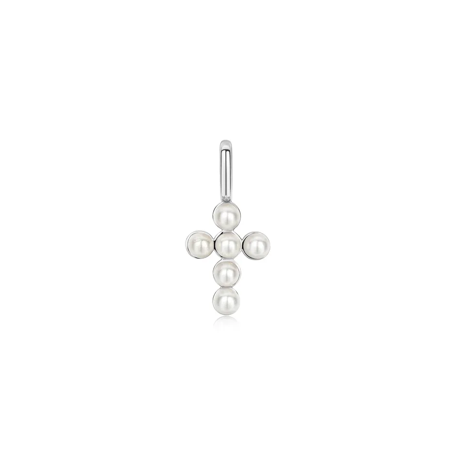Ania Haie Pop Charms Silver Shell Pearl Cross charmi hopea helmi
