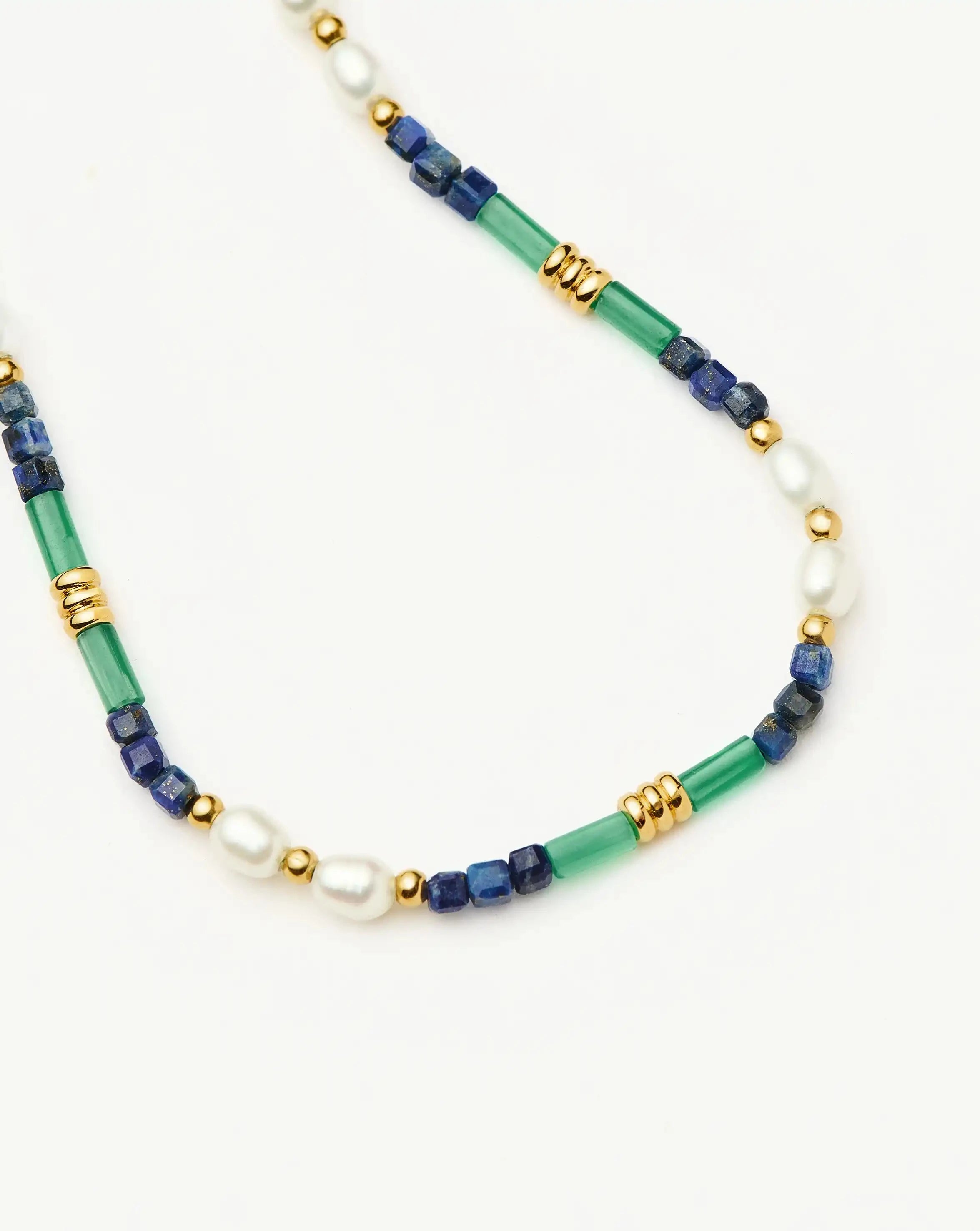 Missoma Beaded Gemstone Pearl rannekoru kulta lagoon blue