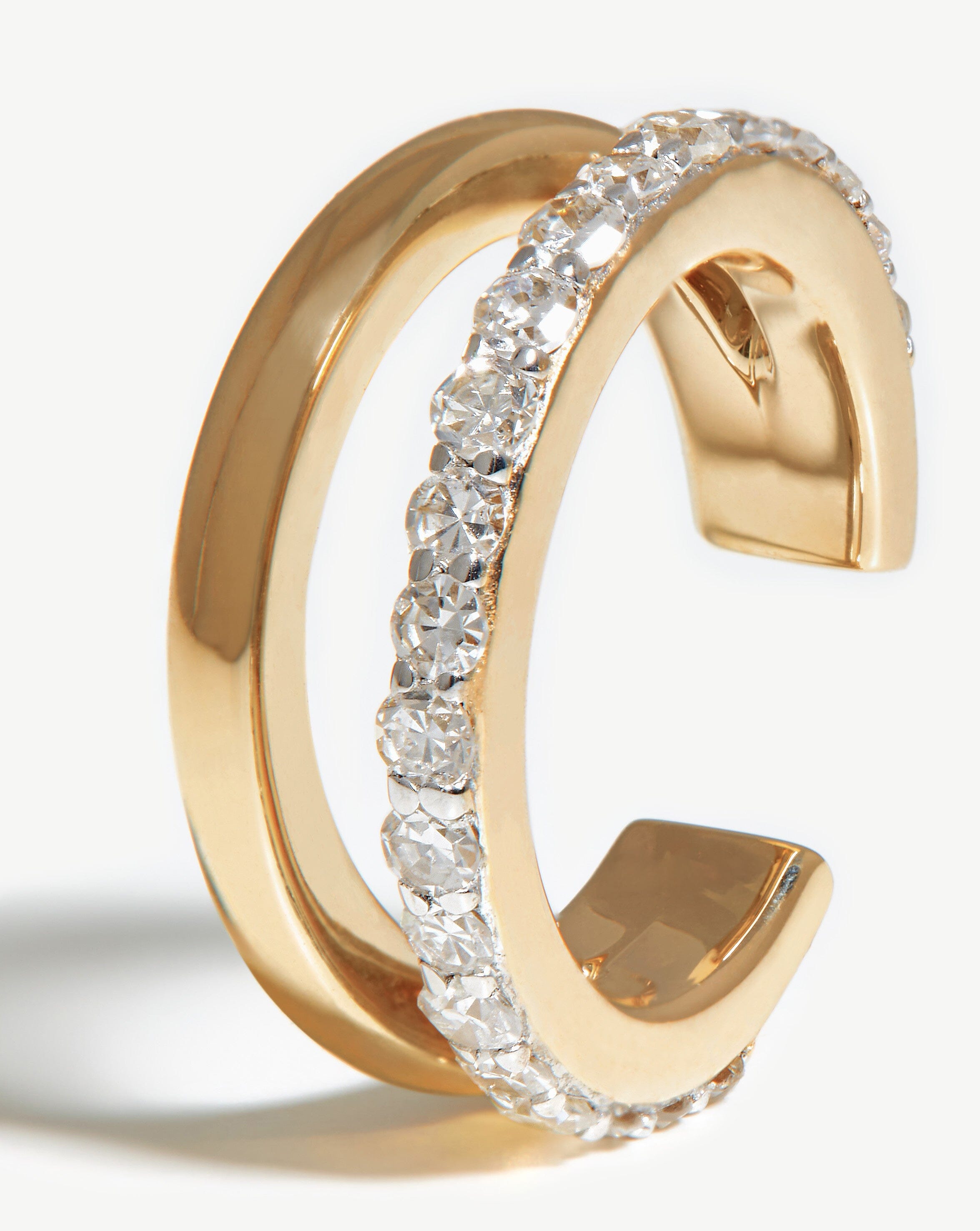 Missoma Double Ear Cuff korvakoru keltakulta timantti