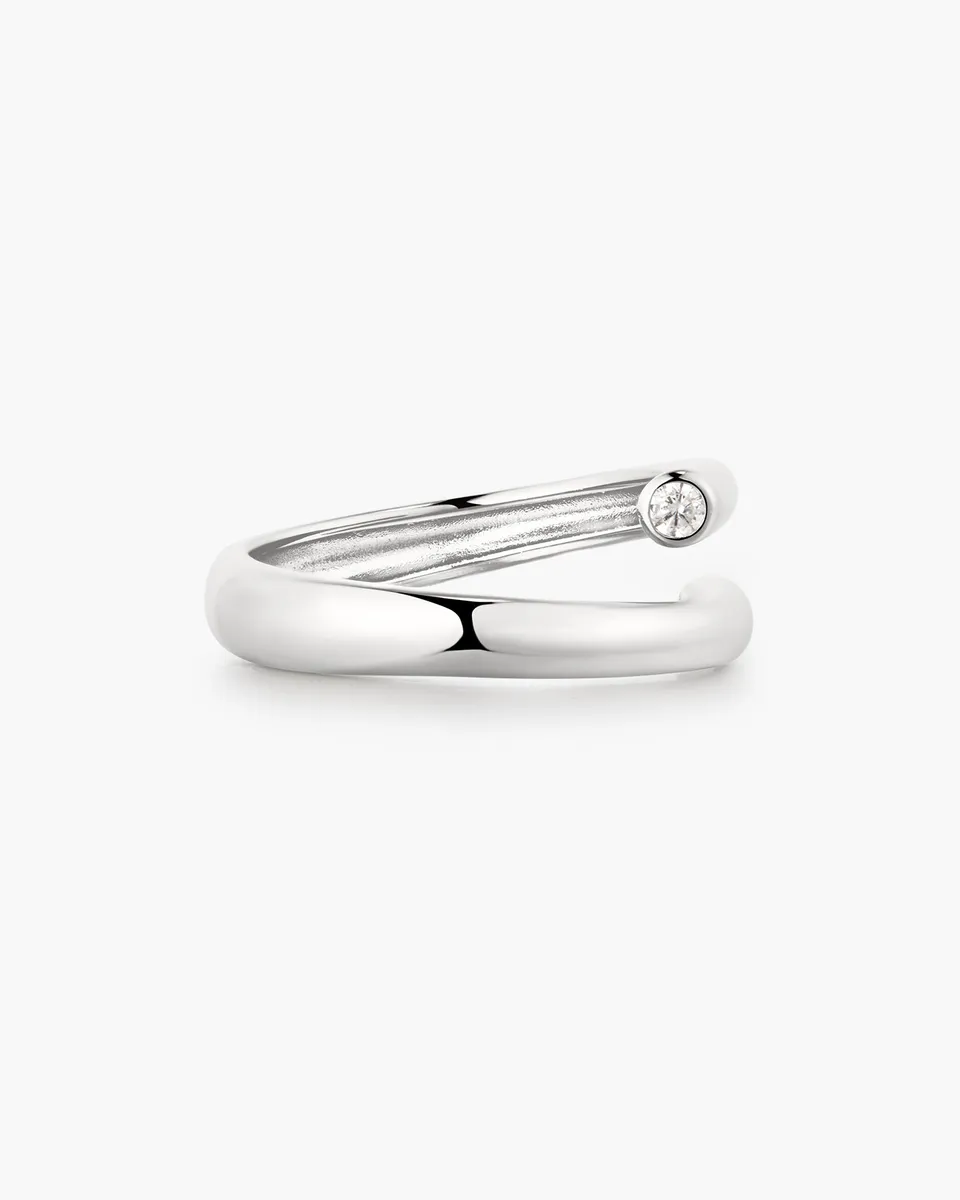 Ania Haie Wanderer Spiral Bezel sormus hopea säädettävä