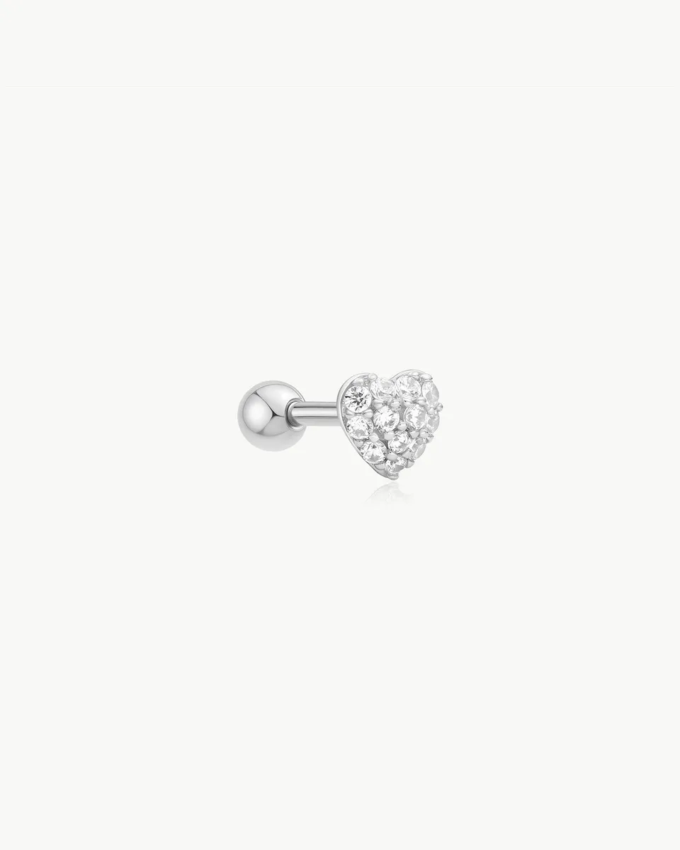 Ania Haie Pavé Heart barbell-korvakoru hopea