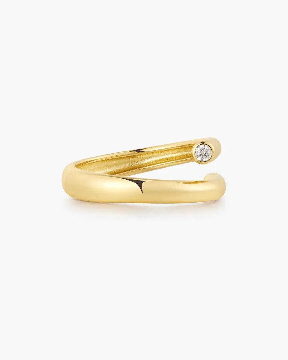 Ania Haie Wanderer Spiral Bezel-End sormus kulta säädettävä