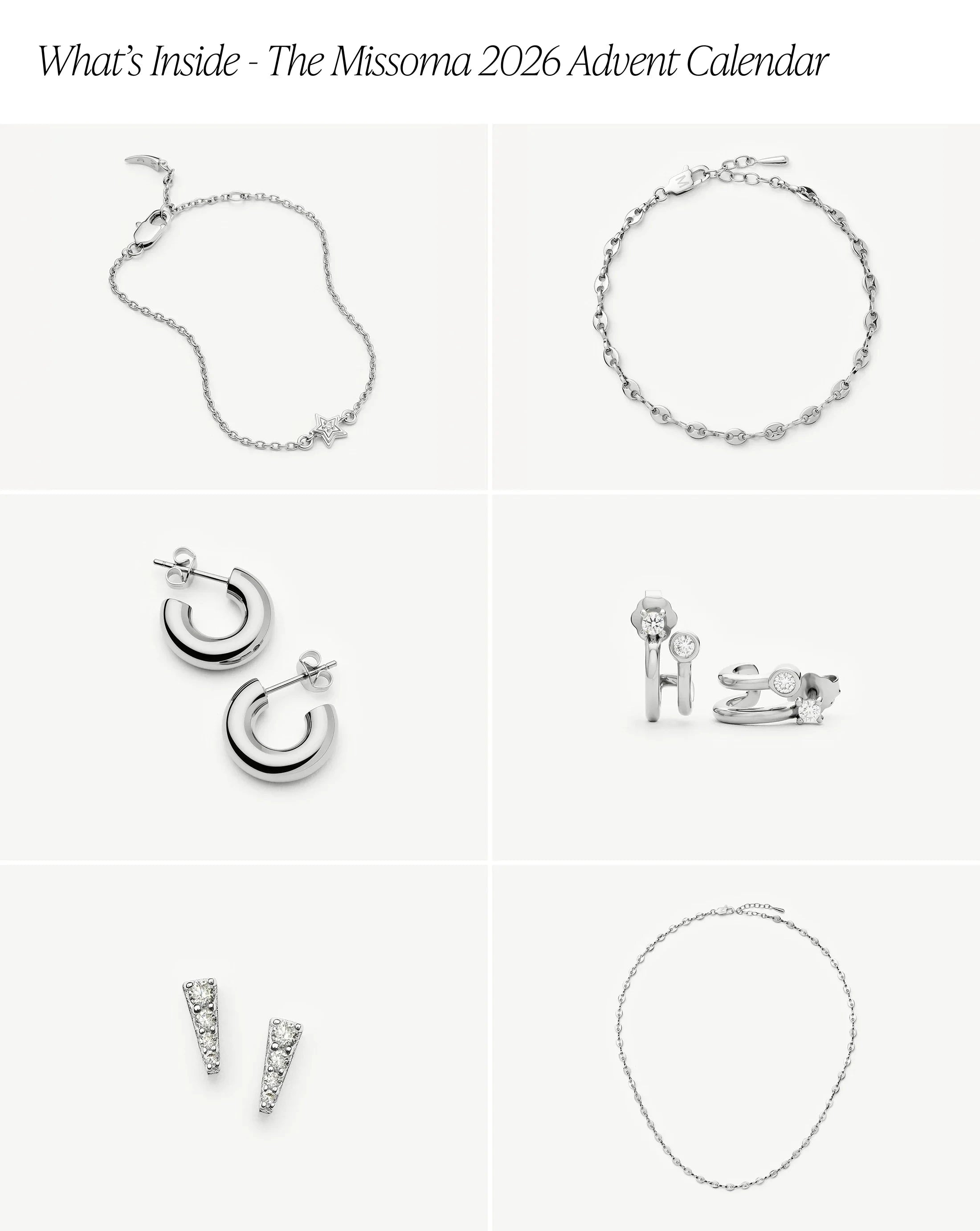 Missoma Silver Jewellery joulukalenteri hopeoitu korusetti