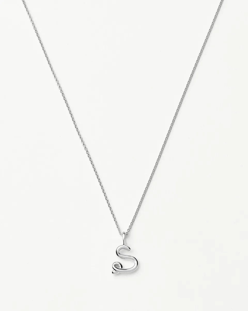 Missoma Curly Molten Mini Initial S kaulakoru hopea S-kirjain