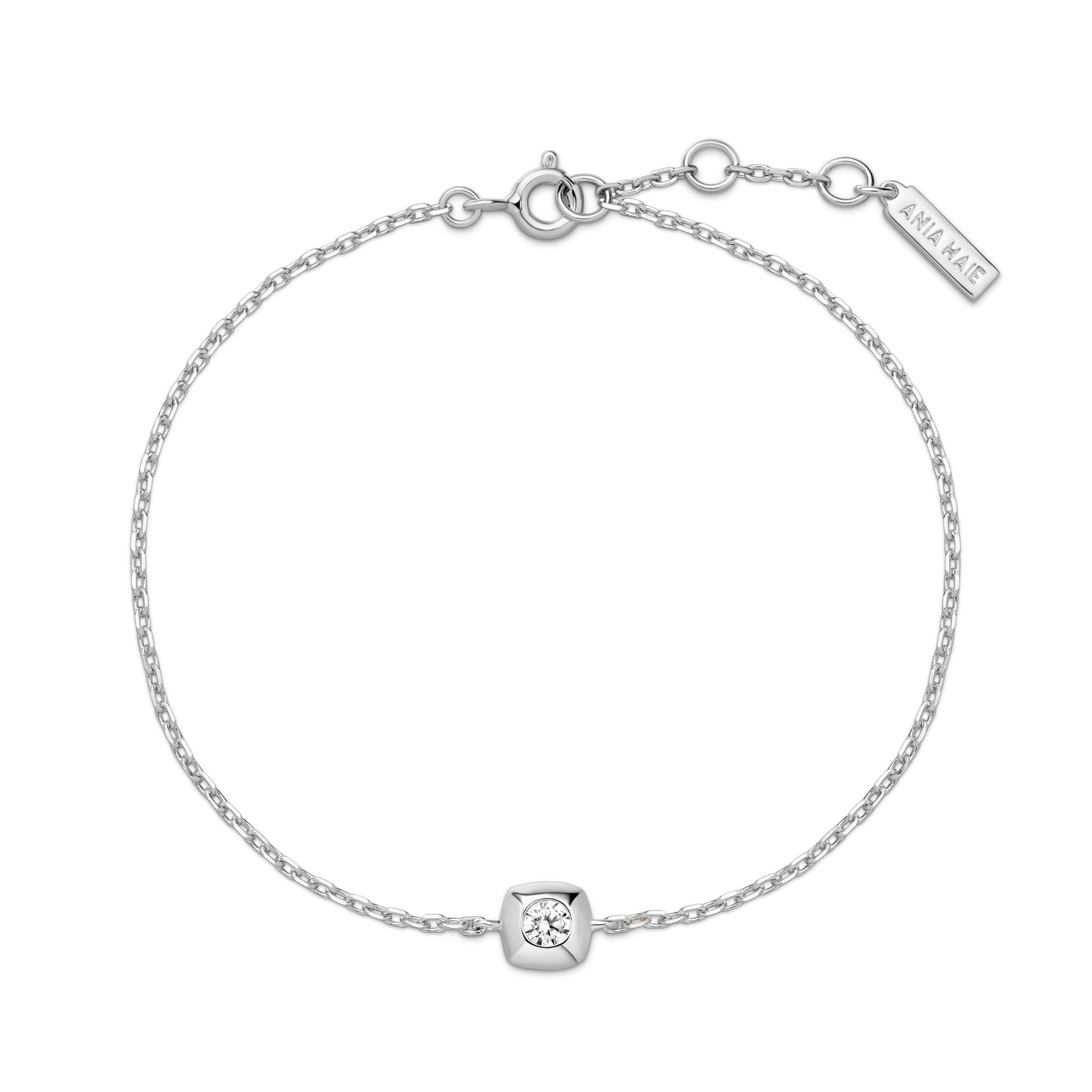 Ania Haie Modern Bezel-Set Solitaire rannekoru hopea zirkonia