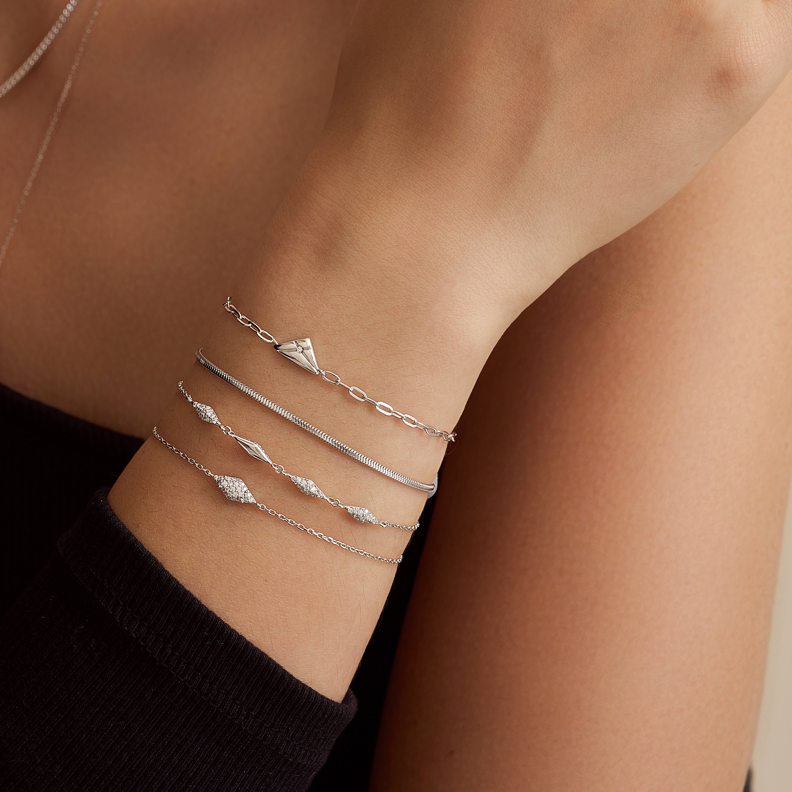 Ania Haie Dusk Divas Pavé Sparkle rannekoru hopea zirkonia