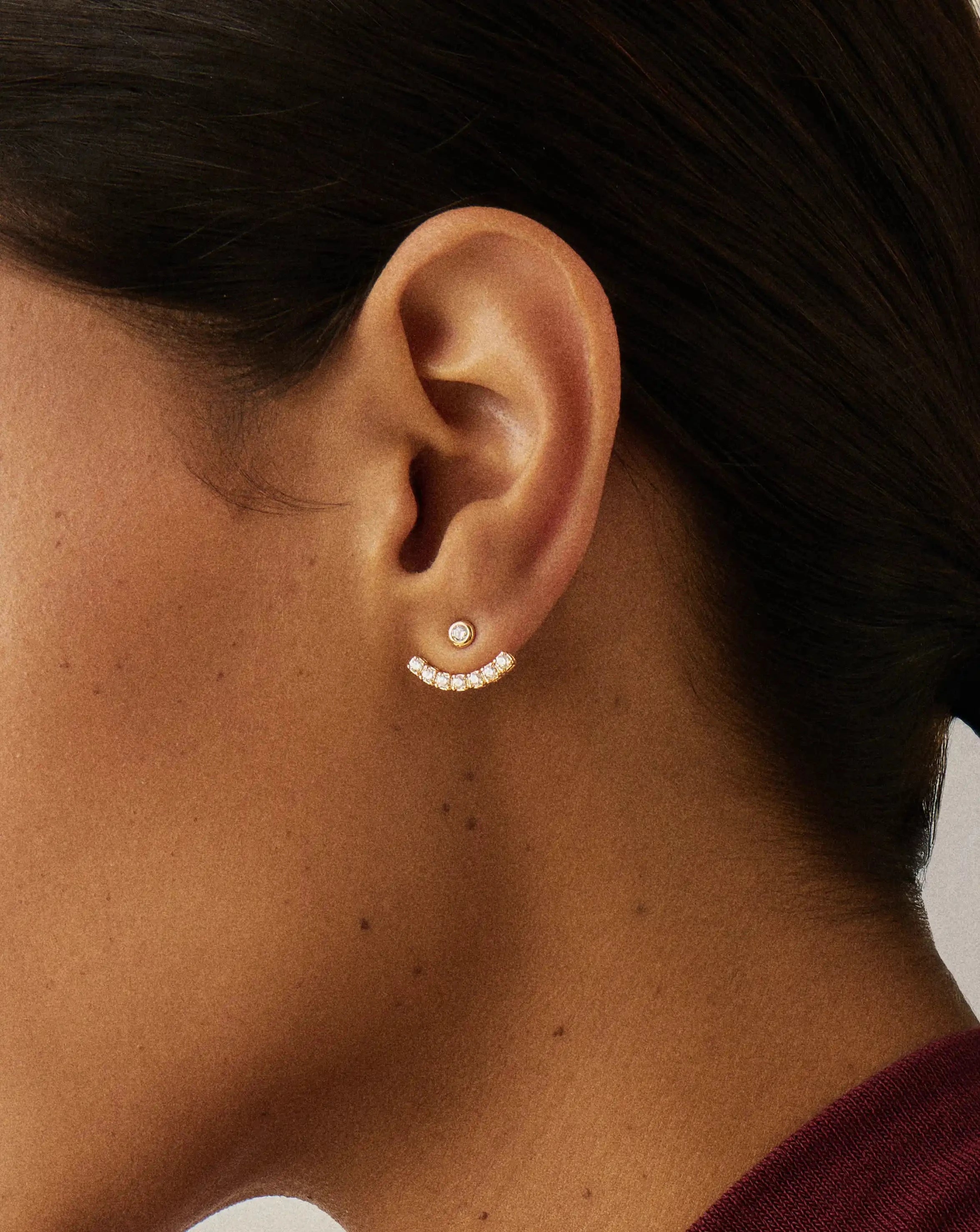 Missoma Tennis Ear Jacket Stud korvakorut kulta zirkonia