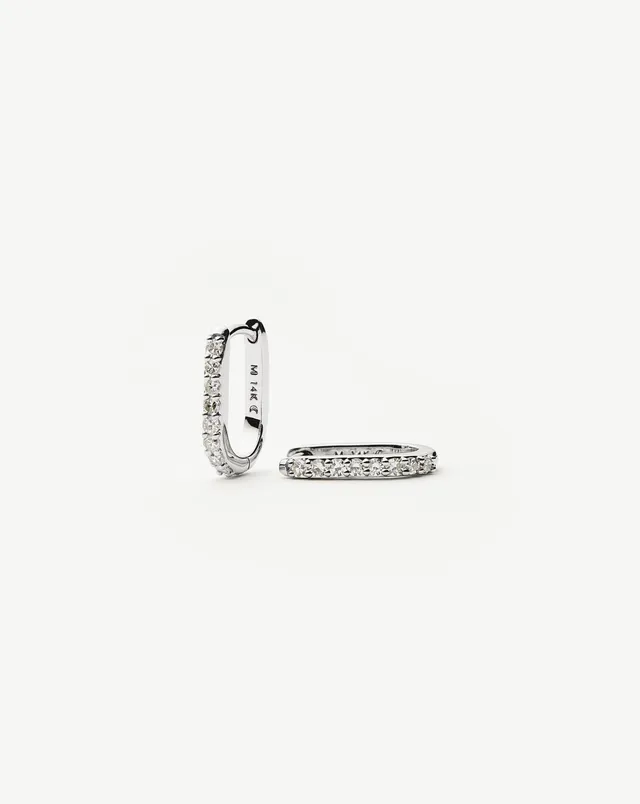 MISSOMA Solid Gold Diamond Ovate Mini Hoop rengaskorvakorut valkokulta