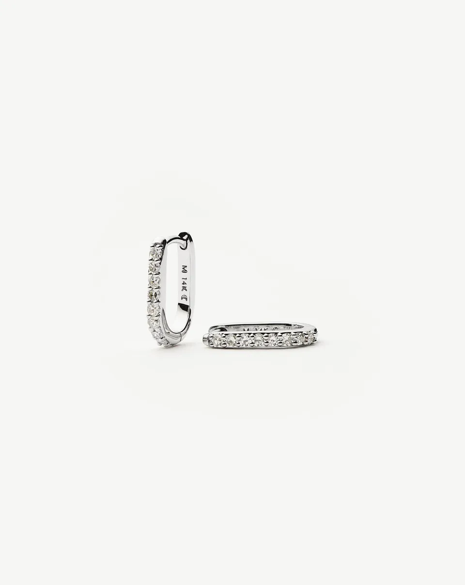 MISSOMA Solid Gold Diamond Ovate Mini Hoop rengaskorvakorut valkokulta