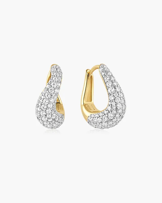Ania Haie Gold Pavé Wave Huggie korvakorut kulta pavé