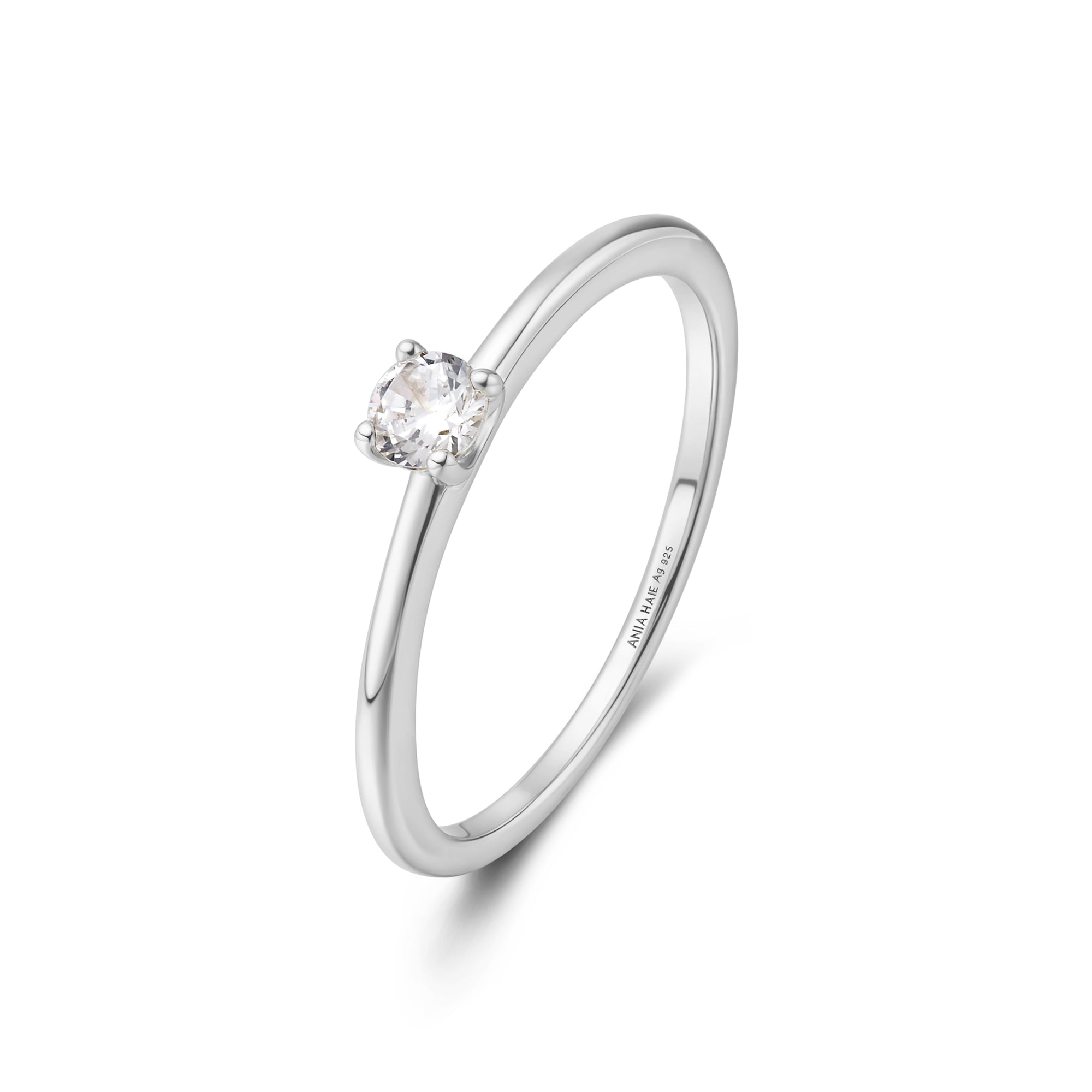 Ania Haie Sunny Sparkler Classic Slim Stacking sormus hopea 56 zirkonia
