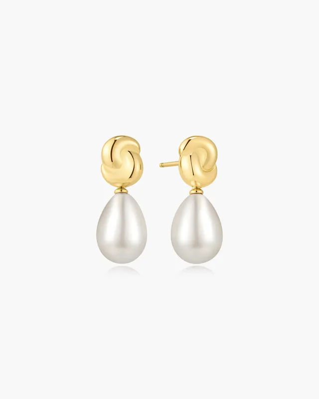 Ania Haie Twist Shell Pearl korvakorut kulta helmi