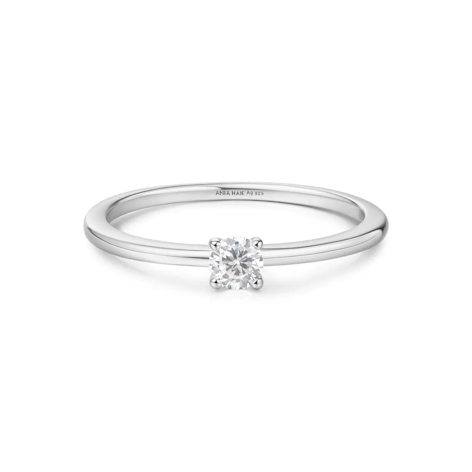 Ania Haie Sunny Sparkler Classic Slim Stacking sormus hopea 56 zirkonia