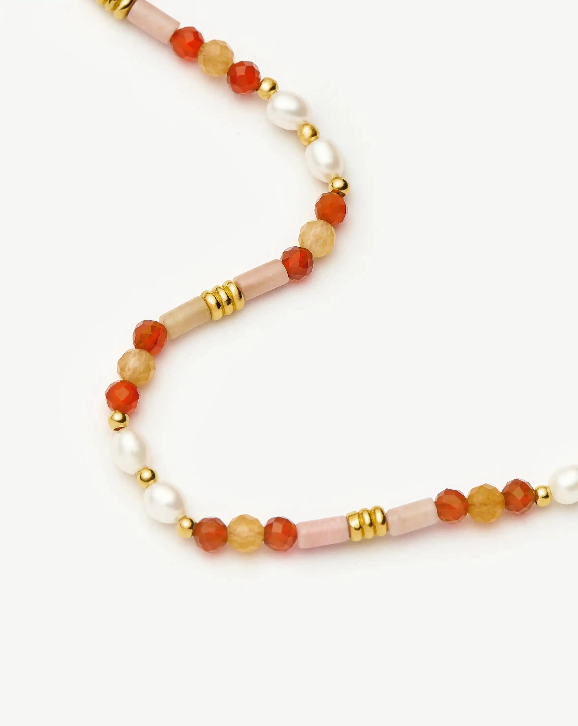 Missoma Beaded Gemstone Pearl Short kaulakoru paloma pink