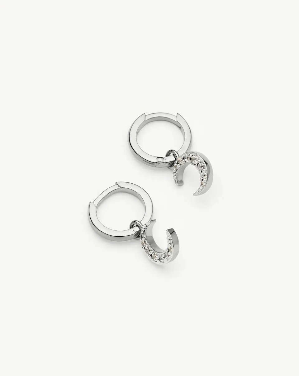 Missoma Crescent Moon rengaskorvakorut hopeoitu zirkonia mini