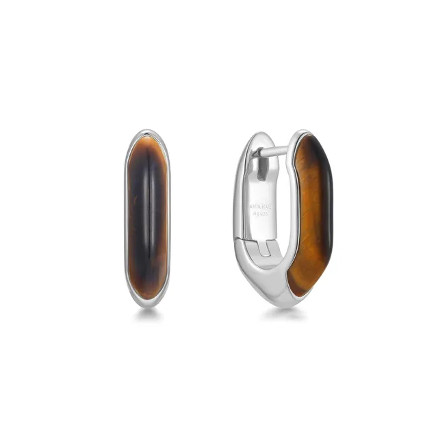 Ania Haie Lady Cozy Tiger Eye Huggie korvakorut hopea 16 mm