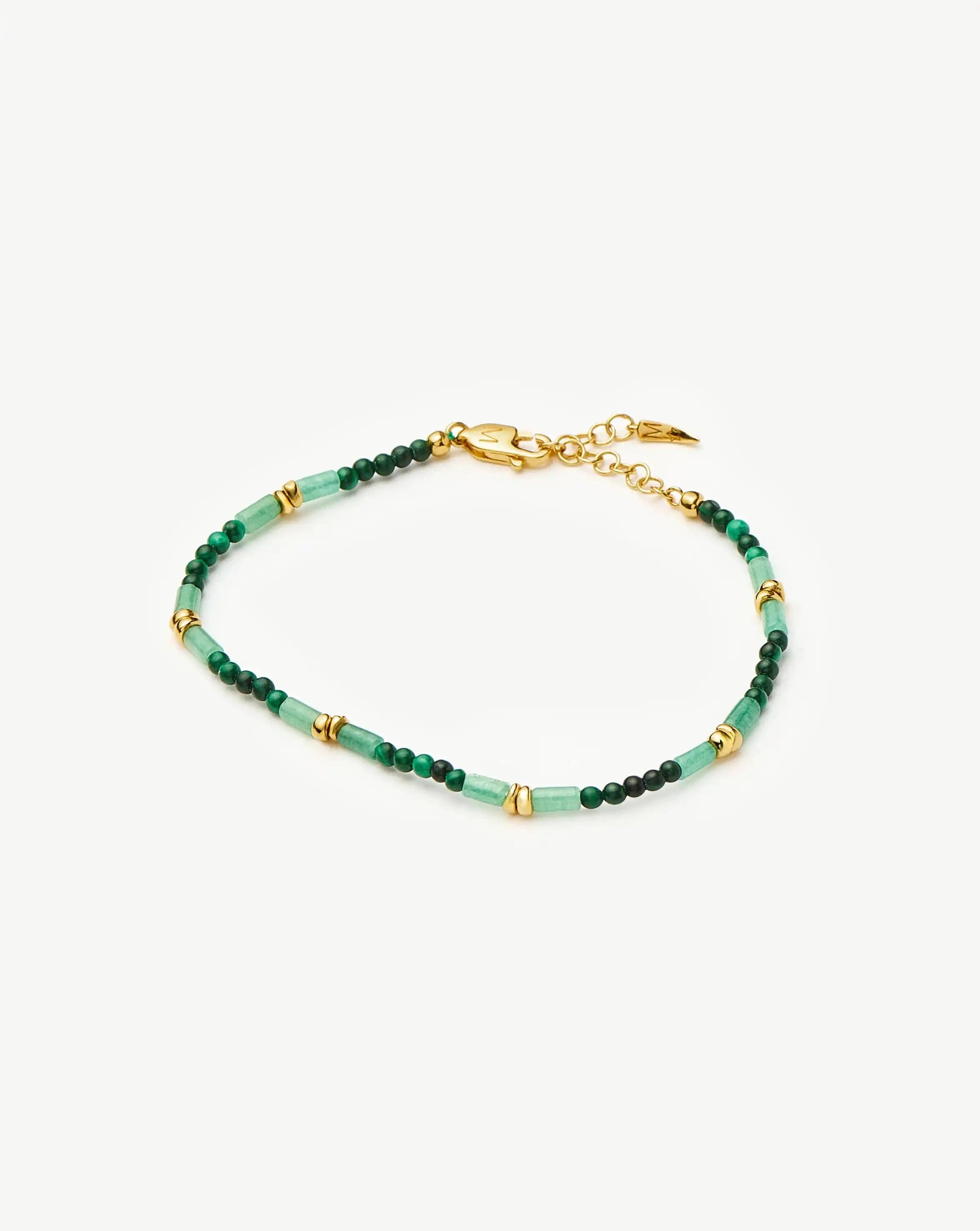 Missoma Beaded Gemstone rannekoru kulta vihreä 2mm