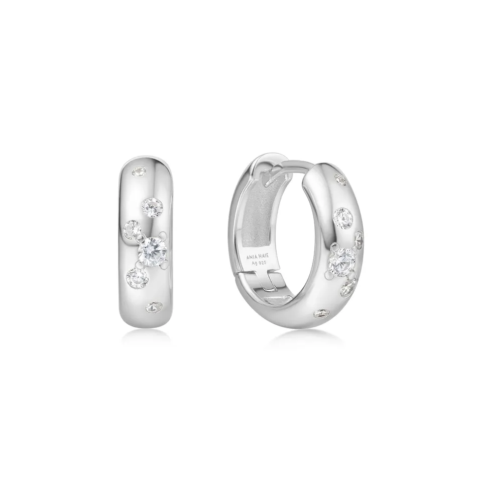 Ania Haie Miss Dainty Chubby Sparkling huggie-korvakorut hopea