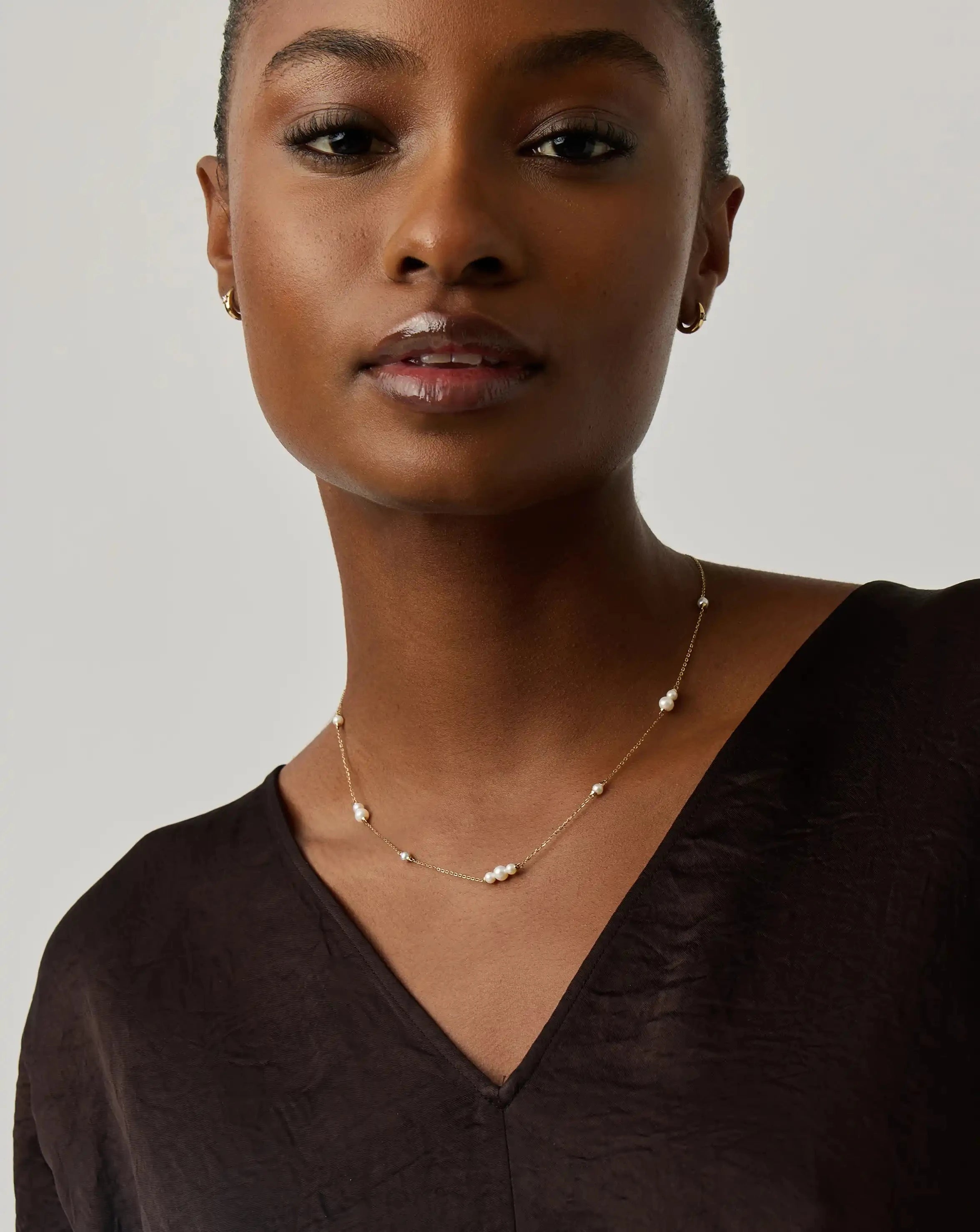 Missoma Solid Gold Pearl Chain kaulakoru 14kt kulta helmi