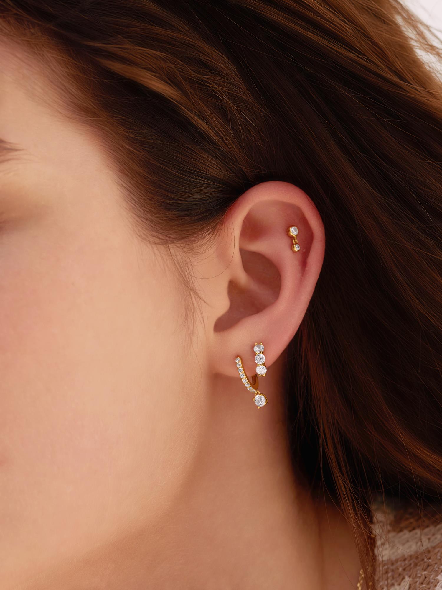 Ania Haie Ear Edit Bezel Dangle Barbell korvakoru kulta single zirkonia