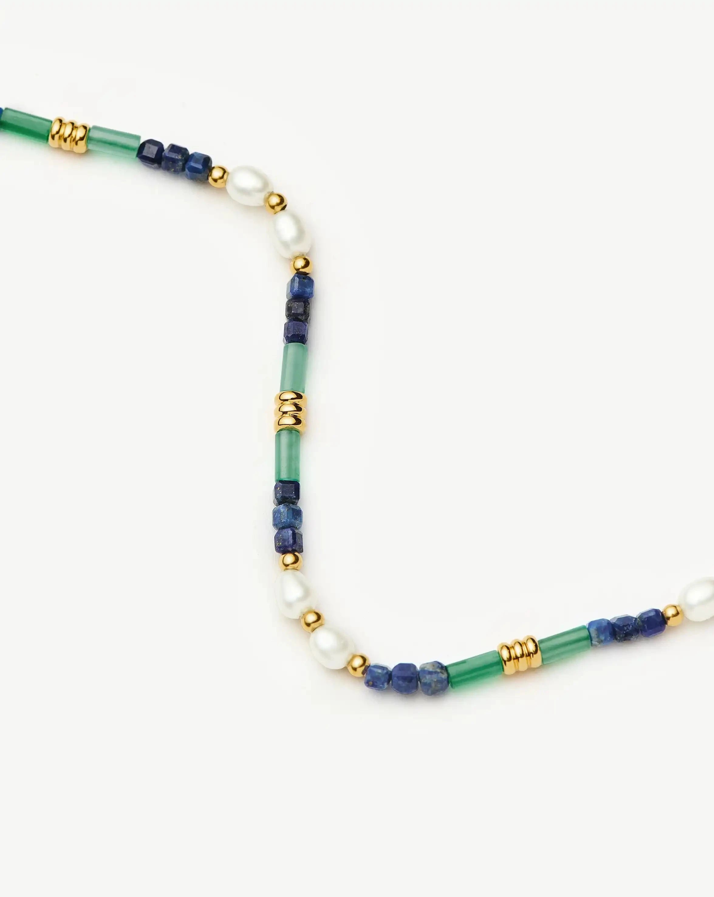 Missoma Beaded Gemstone Pearl kaulakoru kulta sininen