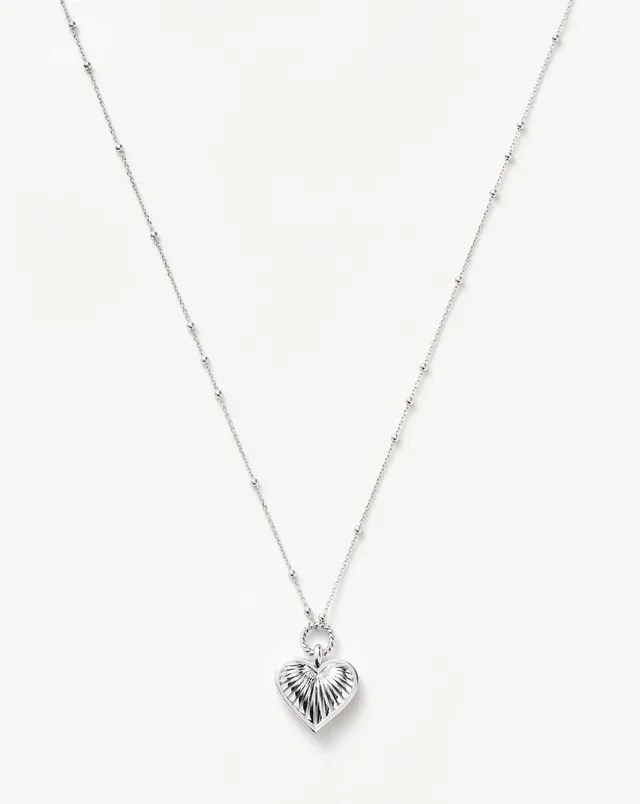 Missoma Ridge Heart Charm kaulakoru hopea 56 cm