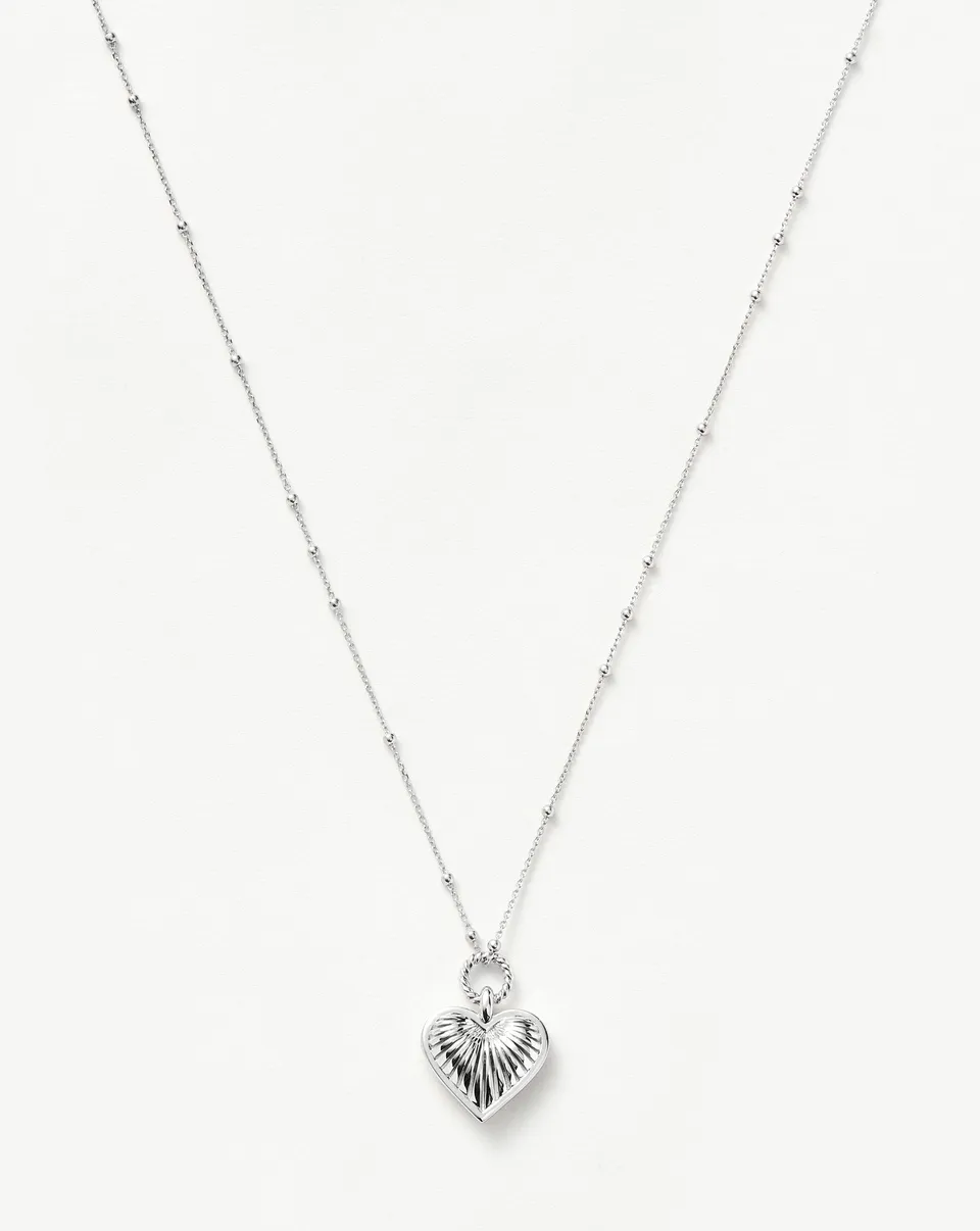 Missoma Ridge Heart Charm kaulakoru hopea 56 cm