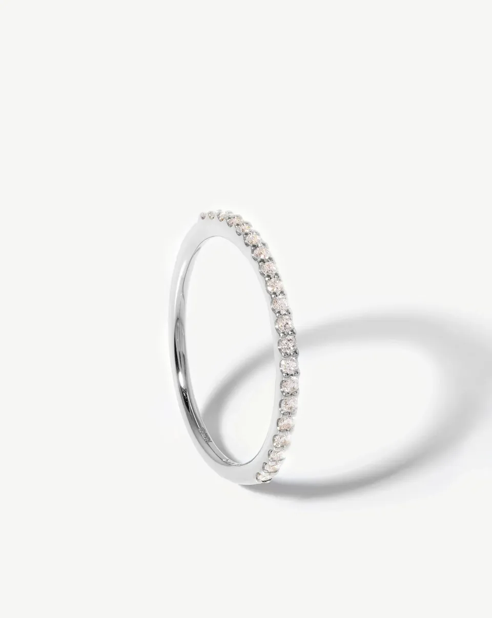 Missoma Slim Half Eternity sormus 9ct valkokulta timantti