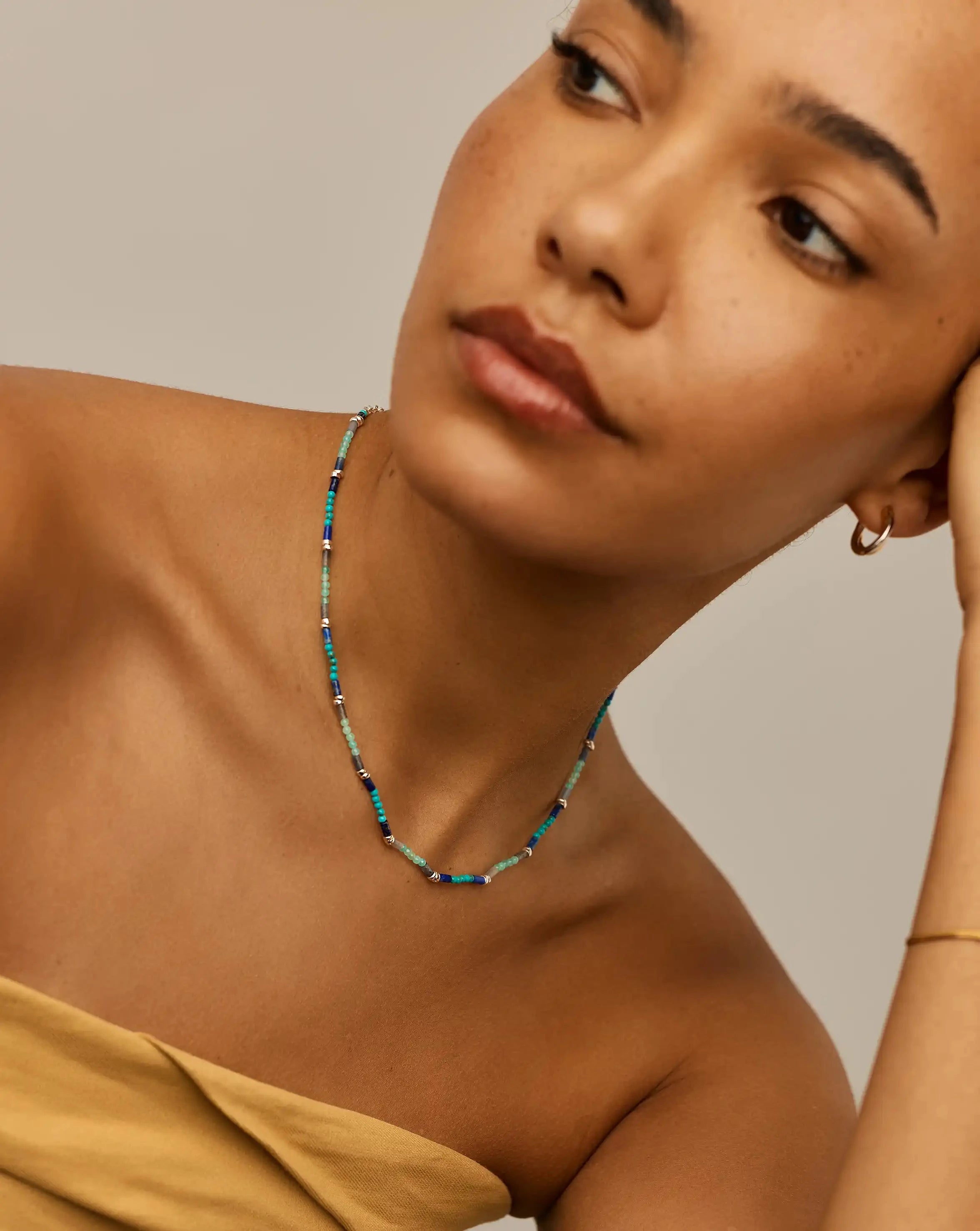 Missoma Beaded Choker kaulakoru hopea sininen