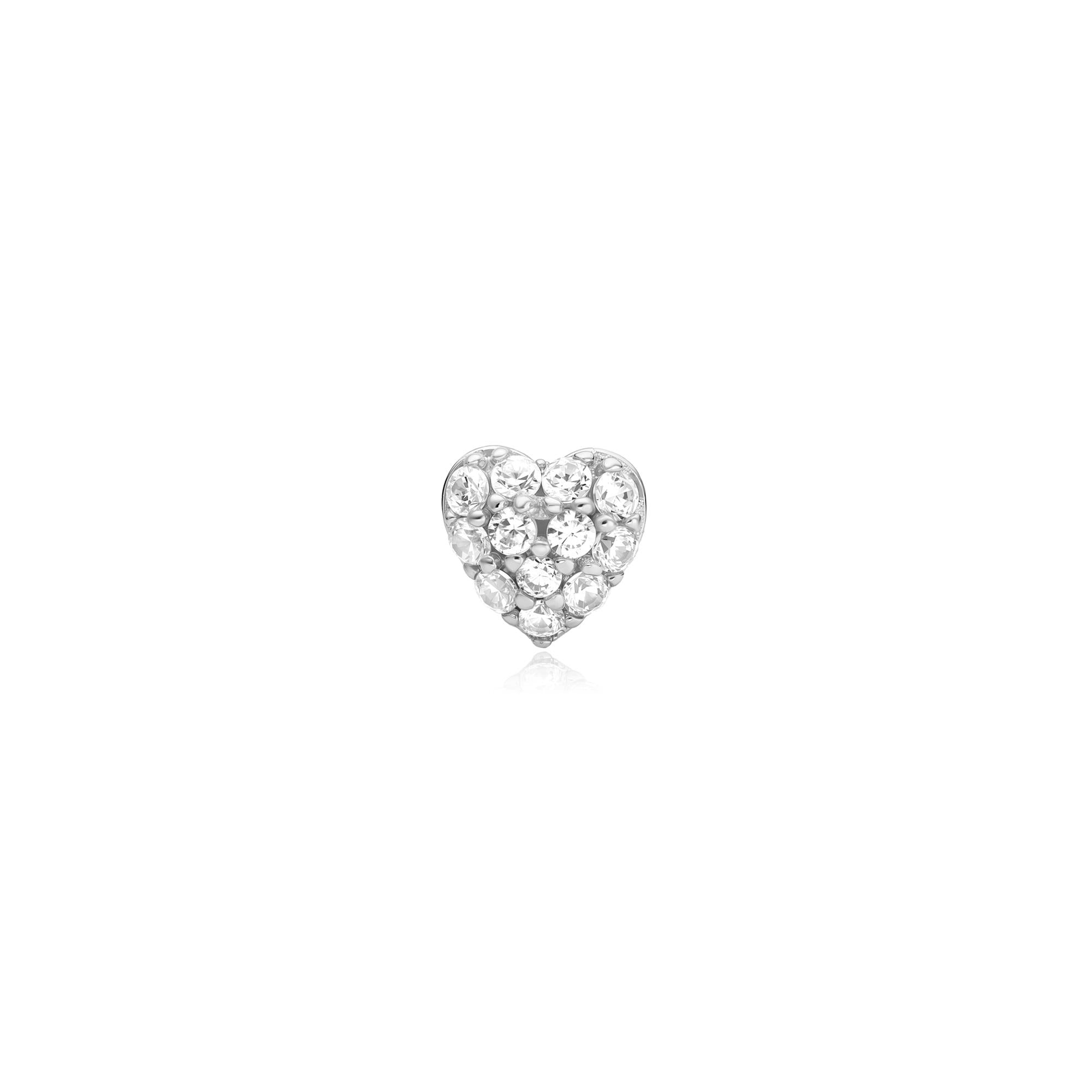 Ania Haie Pavé Heart barbell-korvakoru hopea