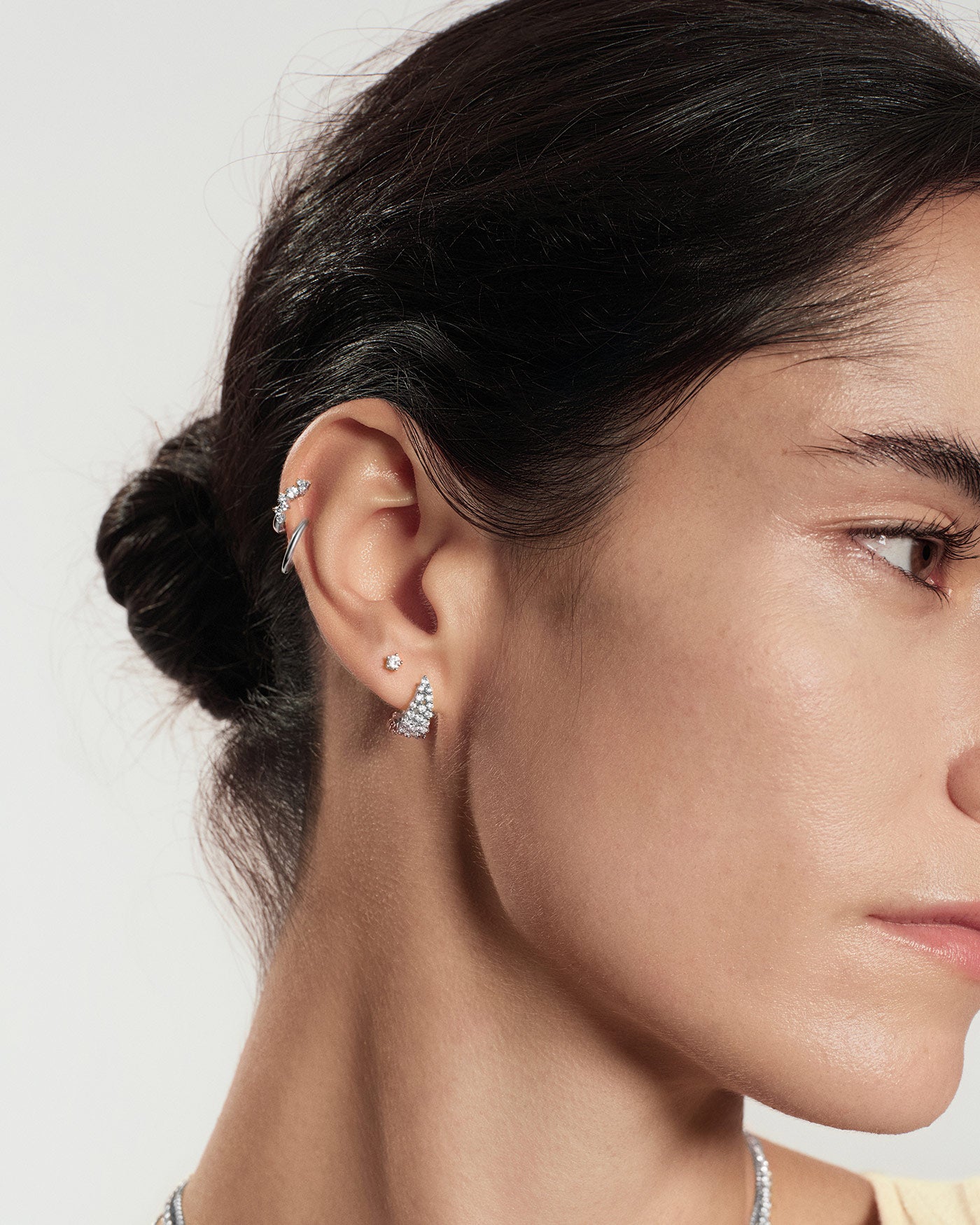 Ania Haie Pavé Openwork Curved Stud korvakorut hopea