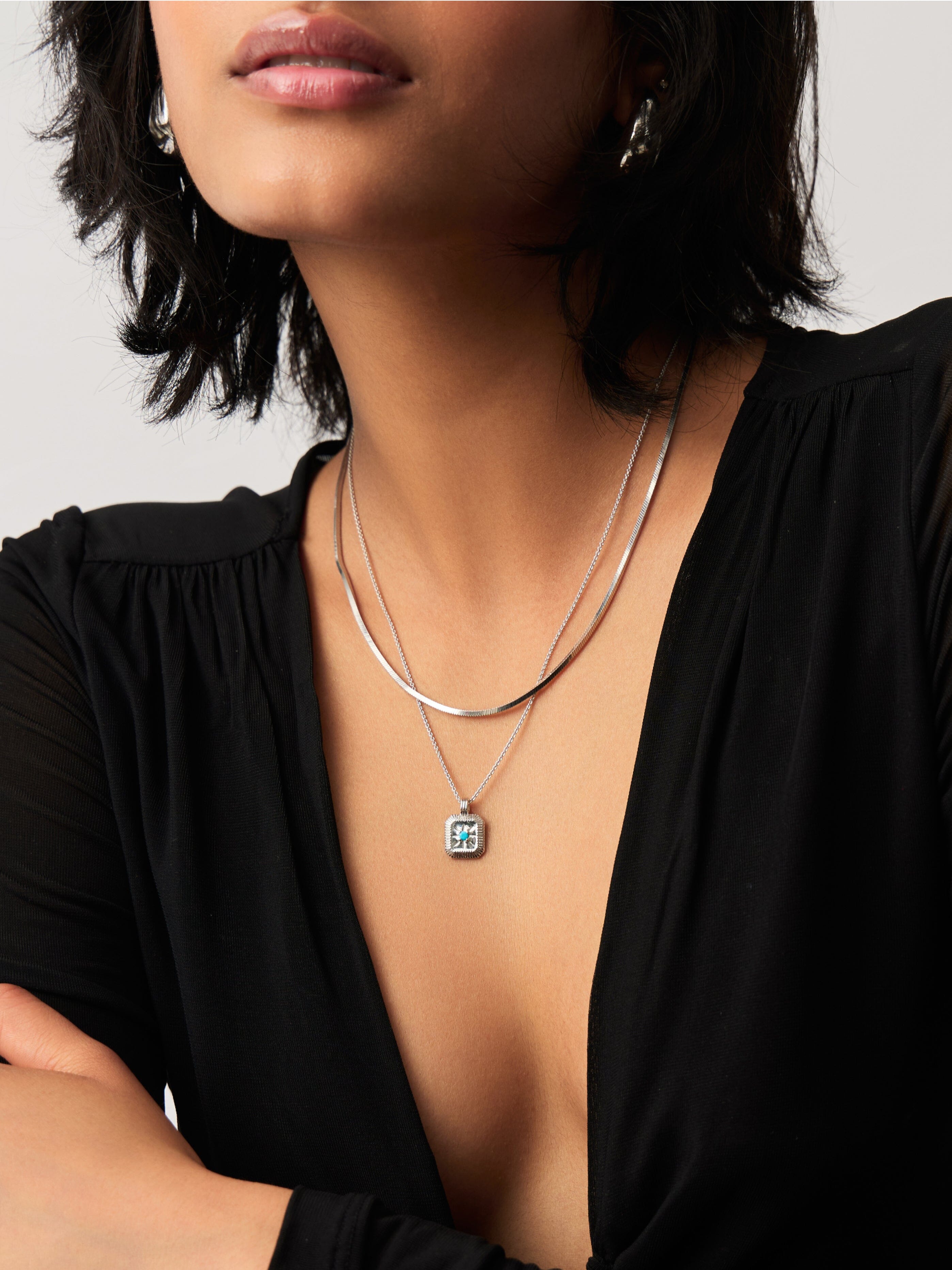 Missoma December Birthstone kaulakoru hopea turkoosi