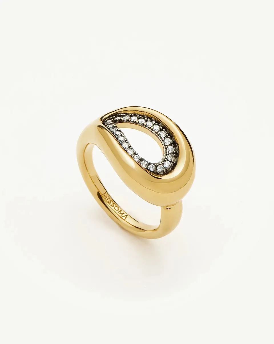 MISSOMA Molten Teardrop Pavé sormus kullattu zirkonia
