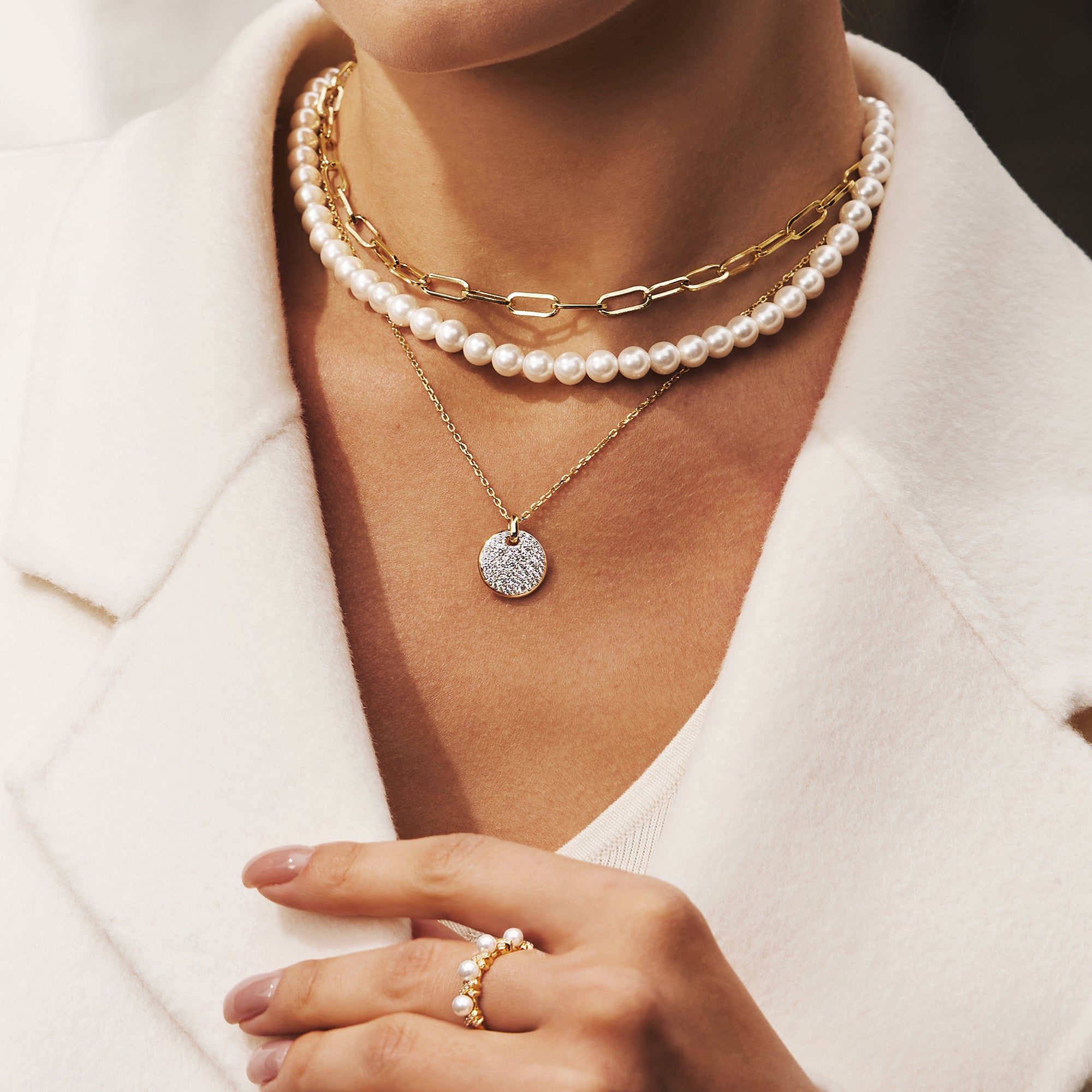 Ania Haie Reimaginer Large Pavé Disc kaulakoru two-tone