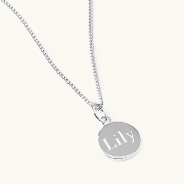 Muru Jewellery Disc kaulakoru hopea kaiverrettava nimellä