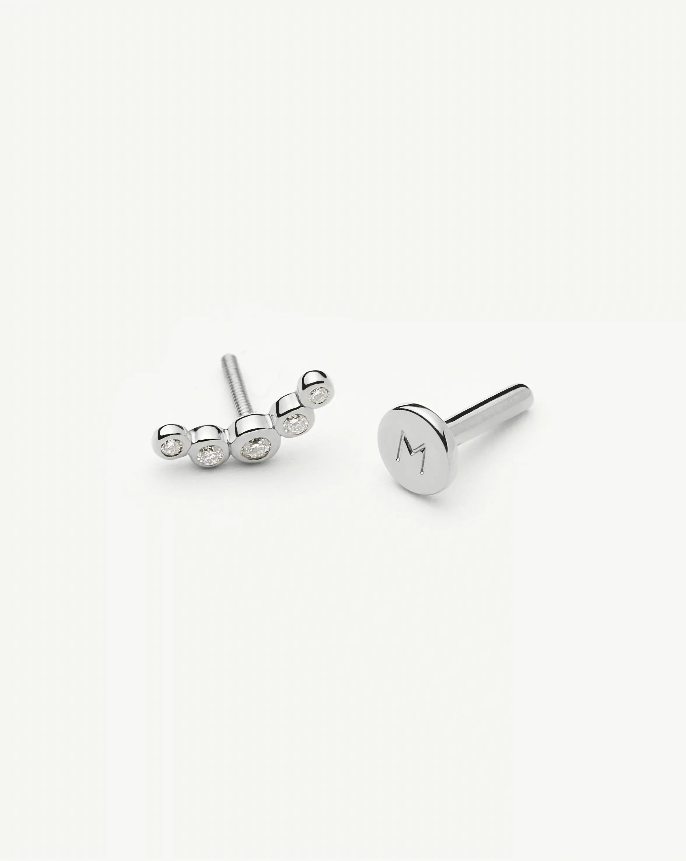 Missoma Diamond Ear Climber nappikorvakoru 9ct valkokulta