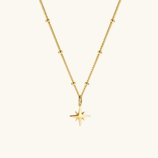 Muru Jewellery Tiny Star Bead Chain kaulakoru 18" kullattu