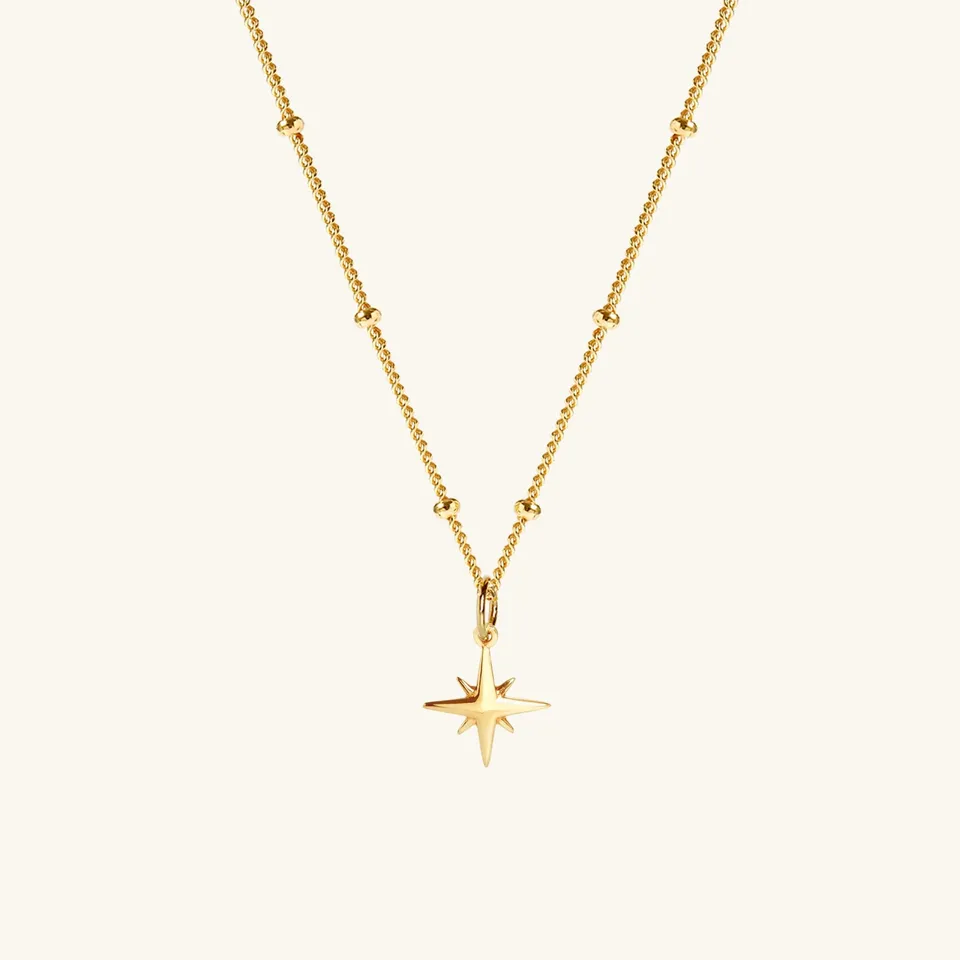 Muru Jewellery Tiny Star Bead Chain kaulakoru 18" kullattu