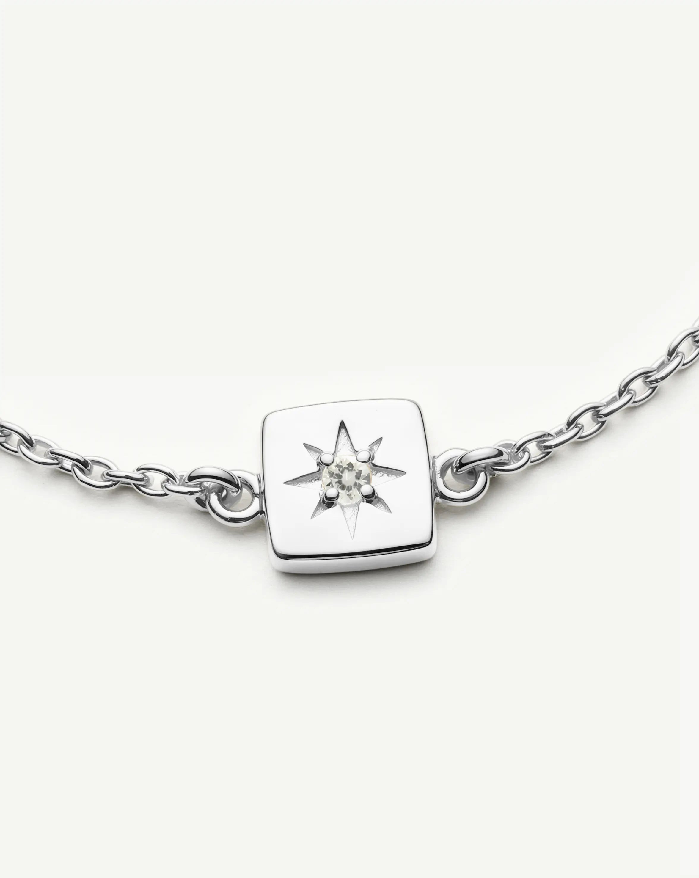 Missoma April Birthstone Slider rannekoru hopea kristalli