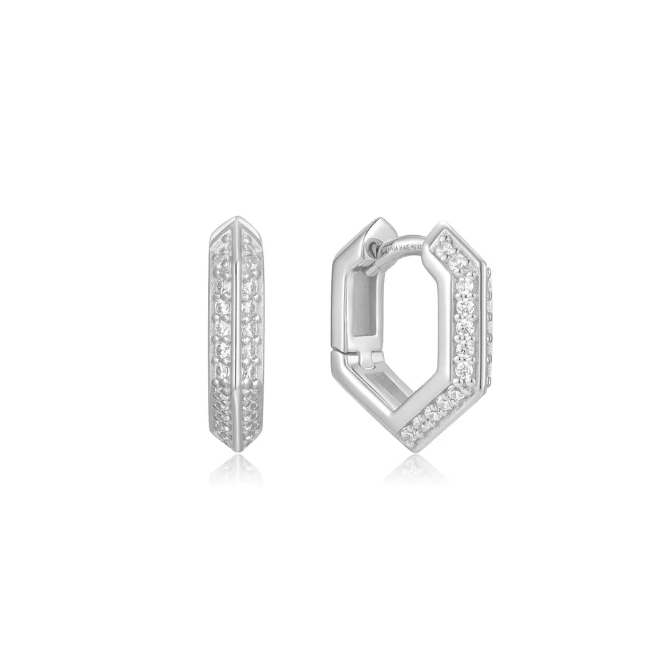 Ania Haie Trailblazer Sparkling Shield huggie-rengaskorvakorut hopea
