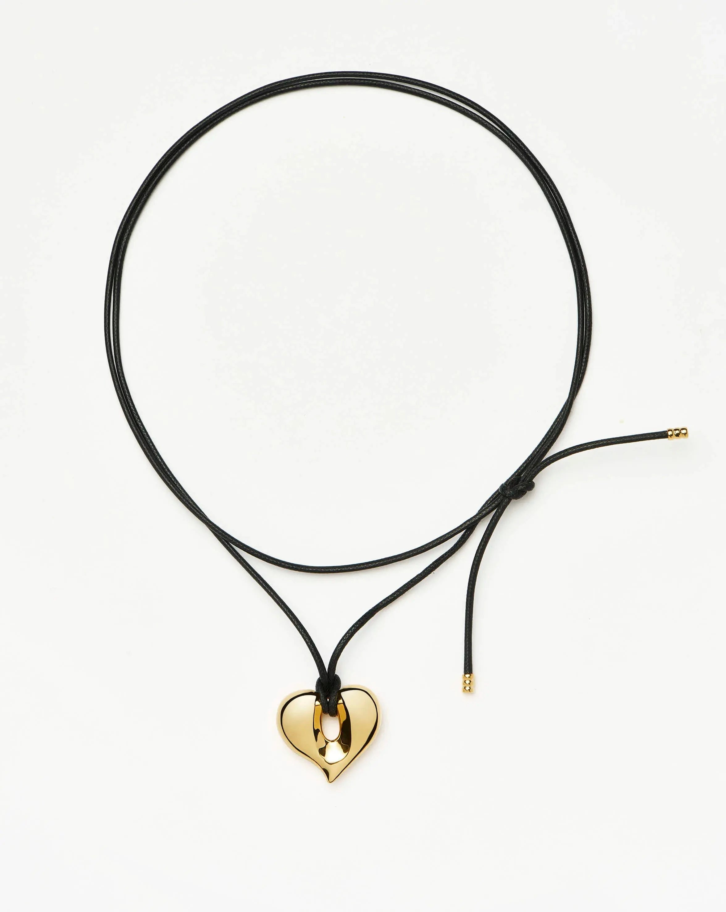 MISSOMA Molten Heart Pendant Cord kaulakoru kullattu musta nauha