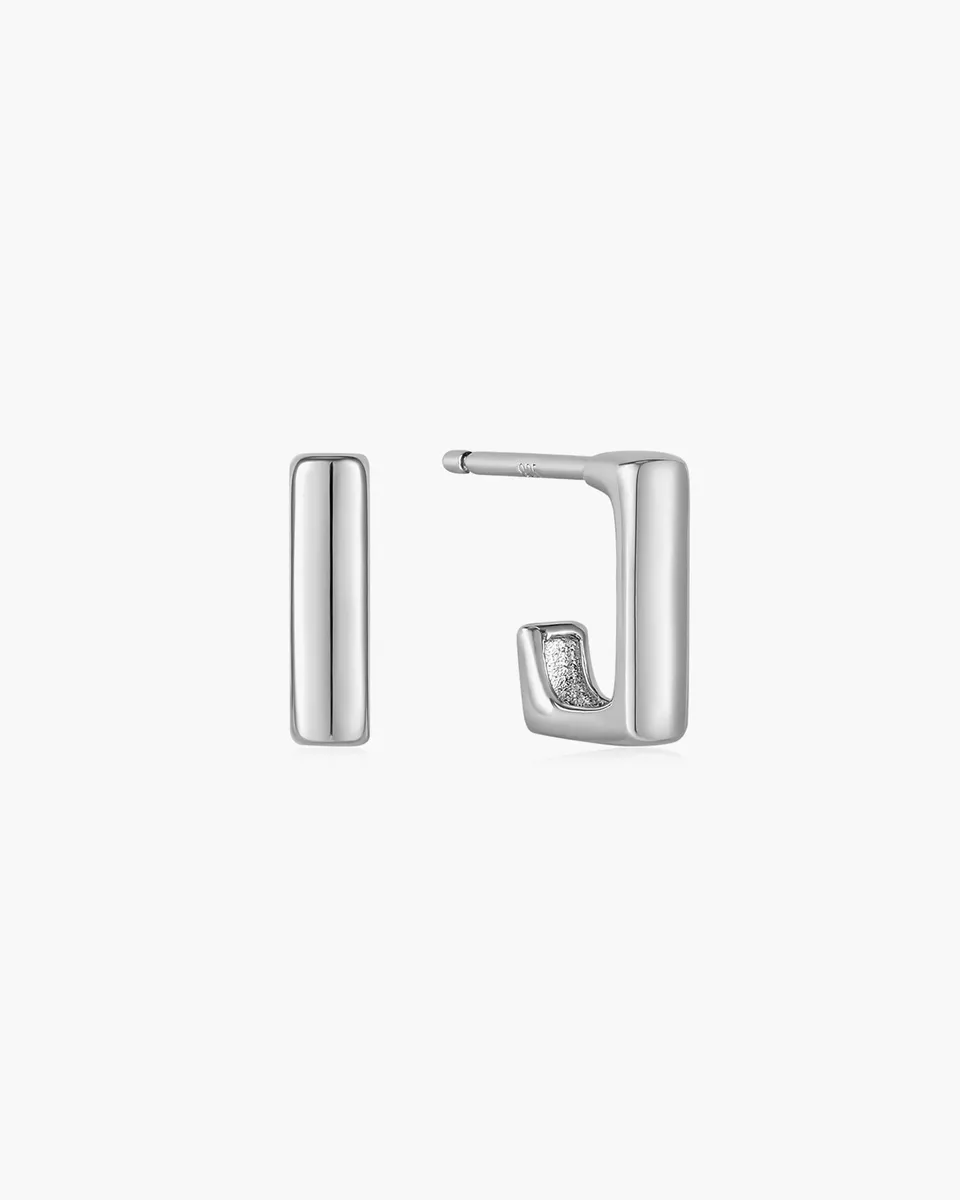 Ania Haie Smooth Square hoop-nappikorvakorut hopea