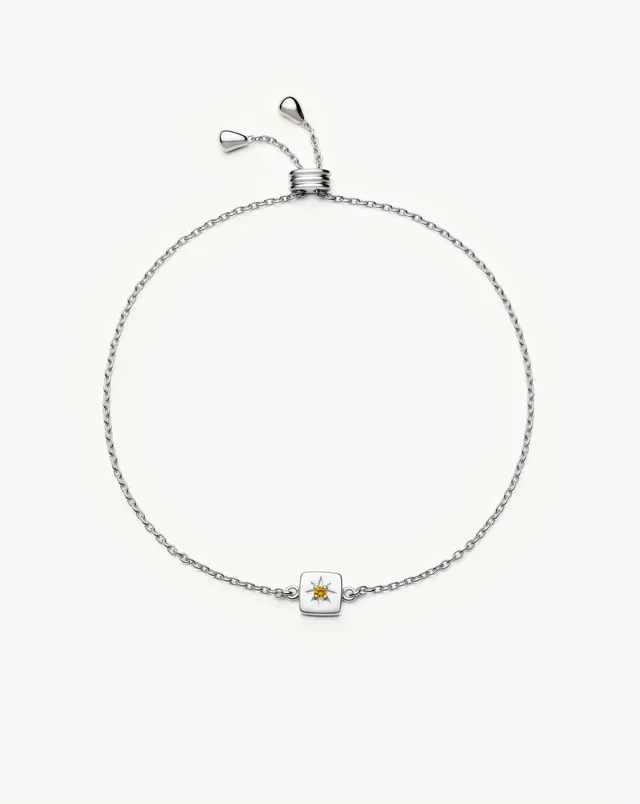 Missoma November Birthstone Slider rannekoru hopeoitu sitriini