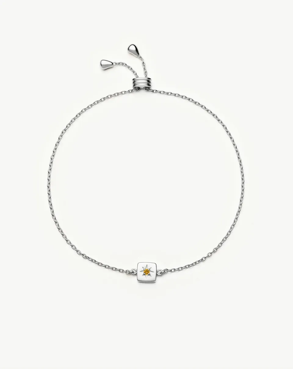 Missoma November Birthstone Slider rannekoru hopeoitu sitriini
