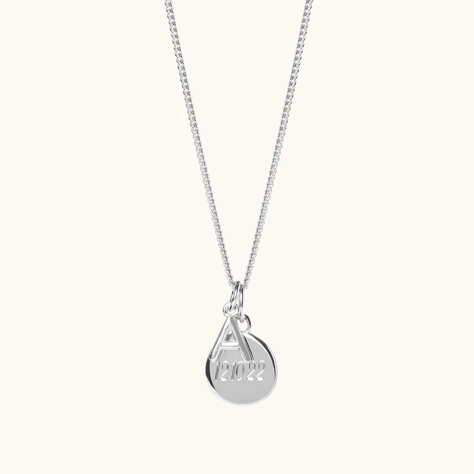 Muru Disc Letter kaulakoru hopea kaiverrettava 40 cm